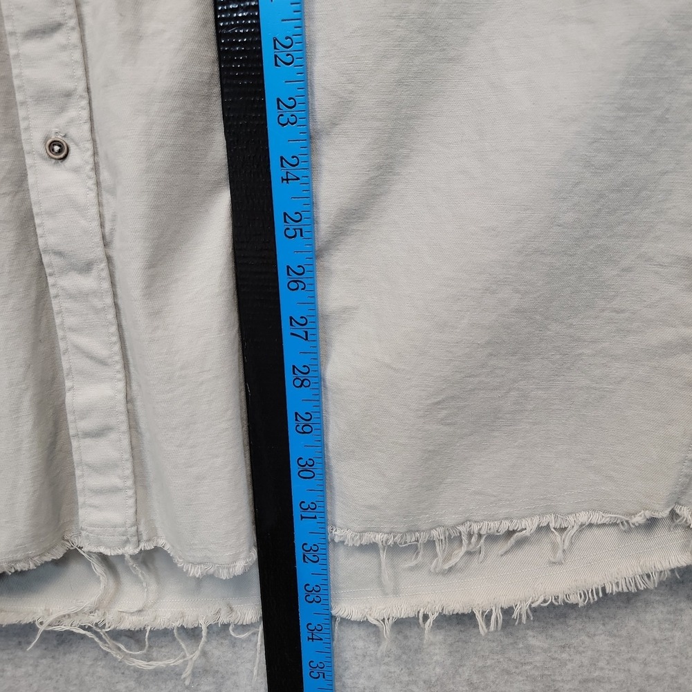 NEW ZARA Man Denim Shirt XL Distressed Overshirt Button Up Short Sleeve Cotton - Picture 10 of 11
